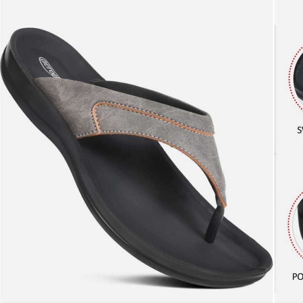 Stylish Men's Gray and Black Flip-Flops